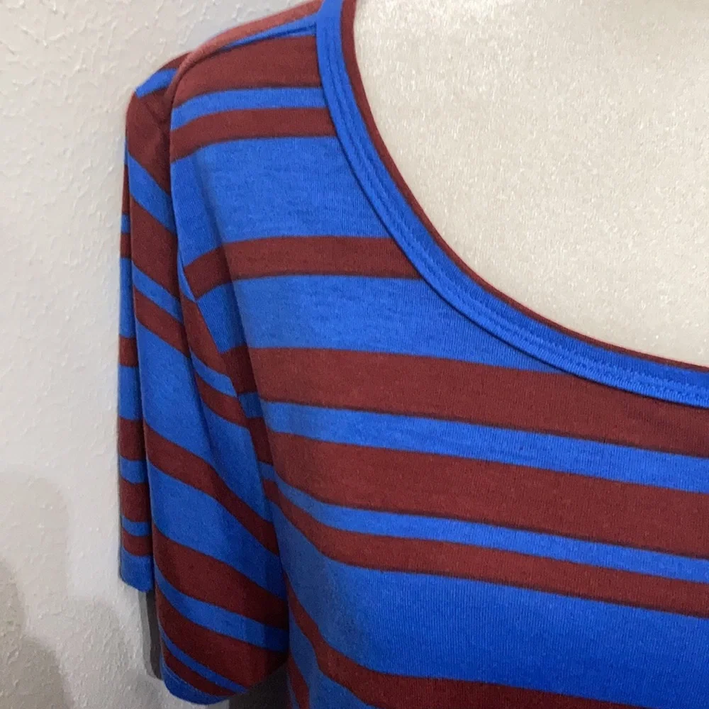EC LulaRoe Blue & Maroon Striped Dress Size XL - Picture 7 of 12